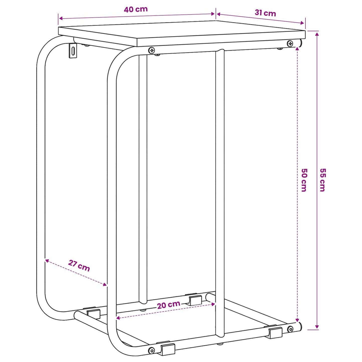 vidaXL Τραπεζάκι Πλευράς Sonoma Δρυς 40 x 31 x 55 εκ