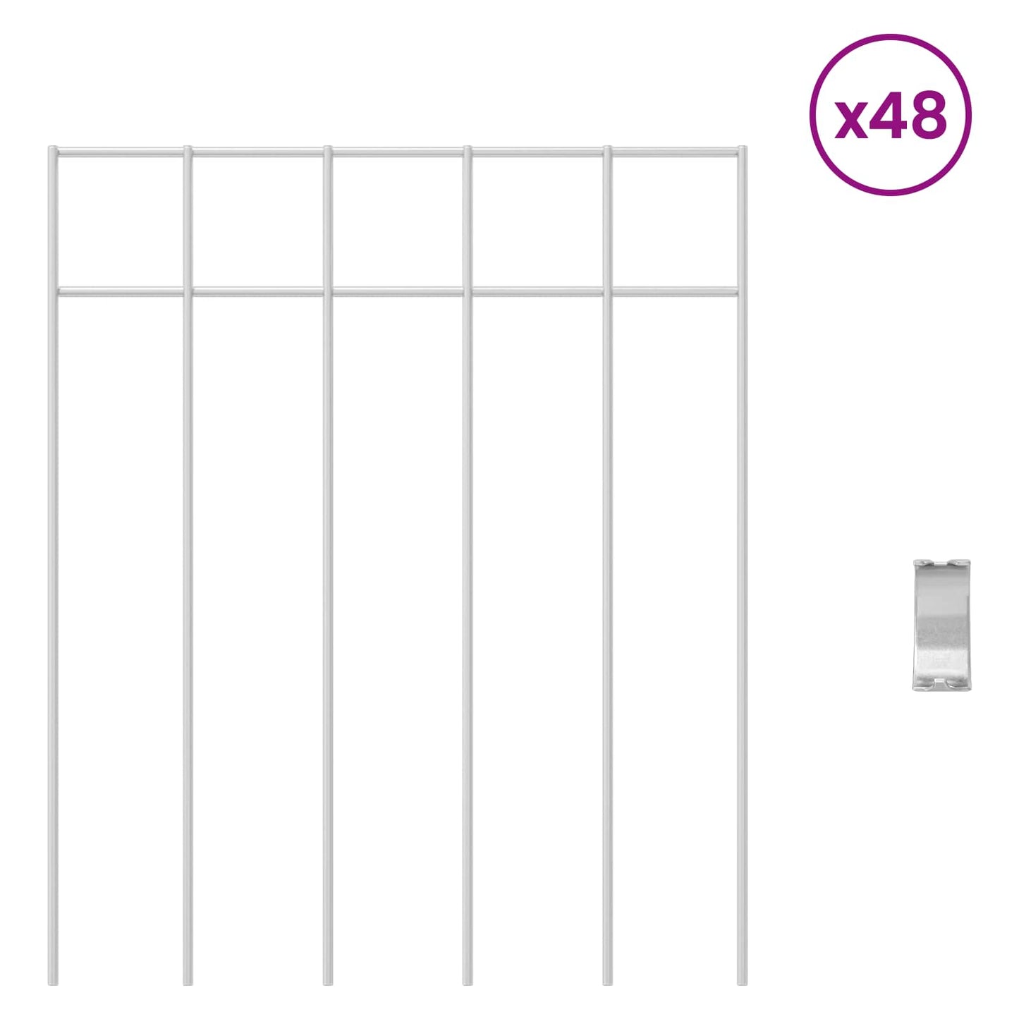 vidaXL Πάνελ Φράχτη Κήπου 48 τμχ. 25 x 30 cm Γαλβανισμένος Χάλυβας