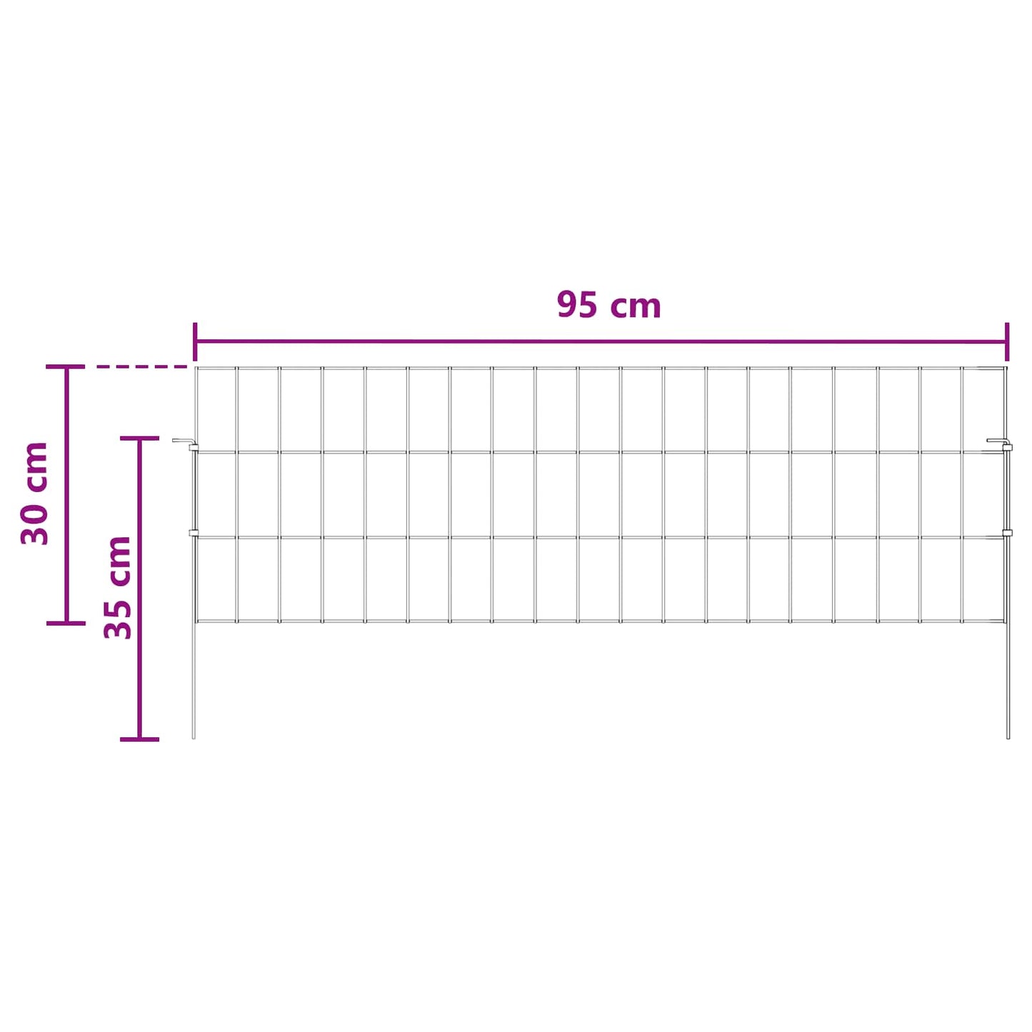 vidaXL Περίφραξη Κήπου με Στήλες 24 τμχ. 95 x 30 εκ. Ασημί