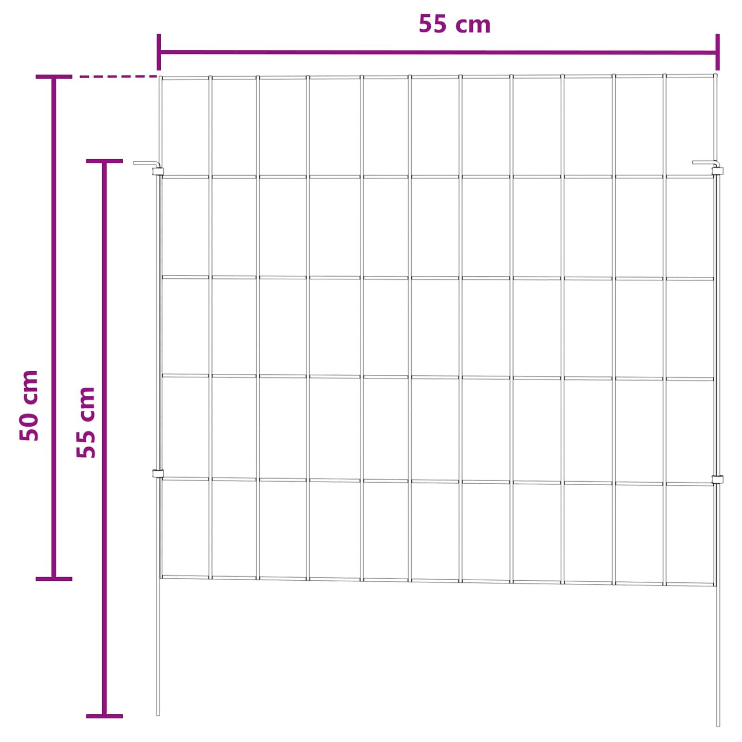 vidaXL Περίφραξη Κήπου με Στήλες 24 τμχ. 55 x 50 εκ. Ασημί