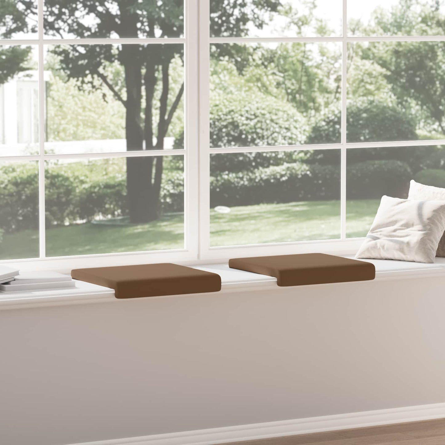 vidaXL Μαξιλάρι πάγκου 2 τμχ. Τεχνητό Δέρμα Καπουτσίνο Βάθος 35 εκ.