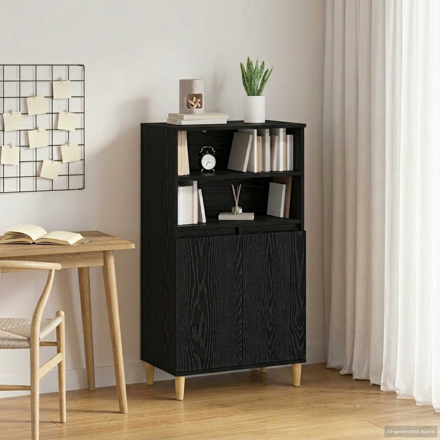 vidaXL Highboard Μαύρη Δρυς 60 x 36 x 110 εκ. Επεξεργασμένο Ξύλο