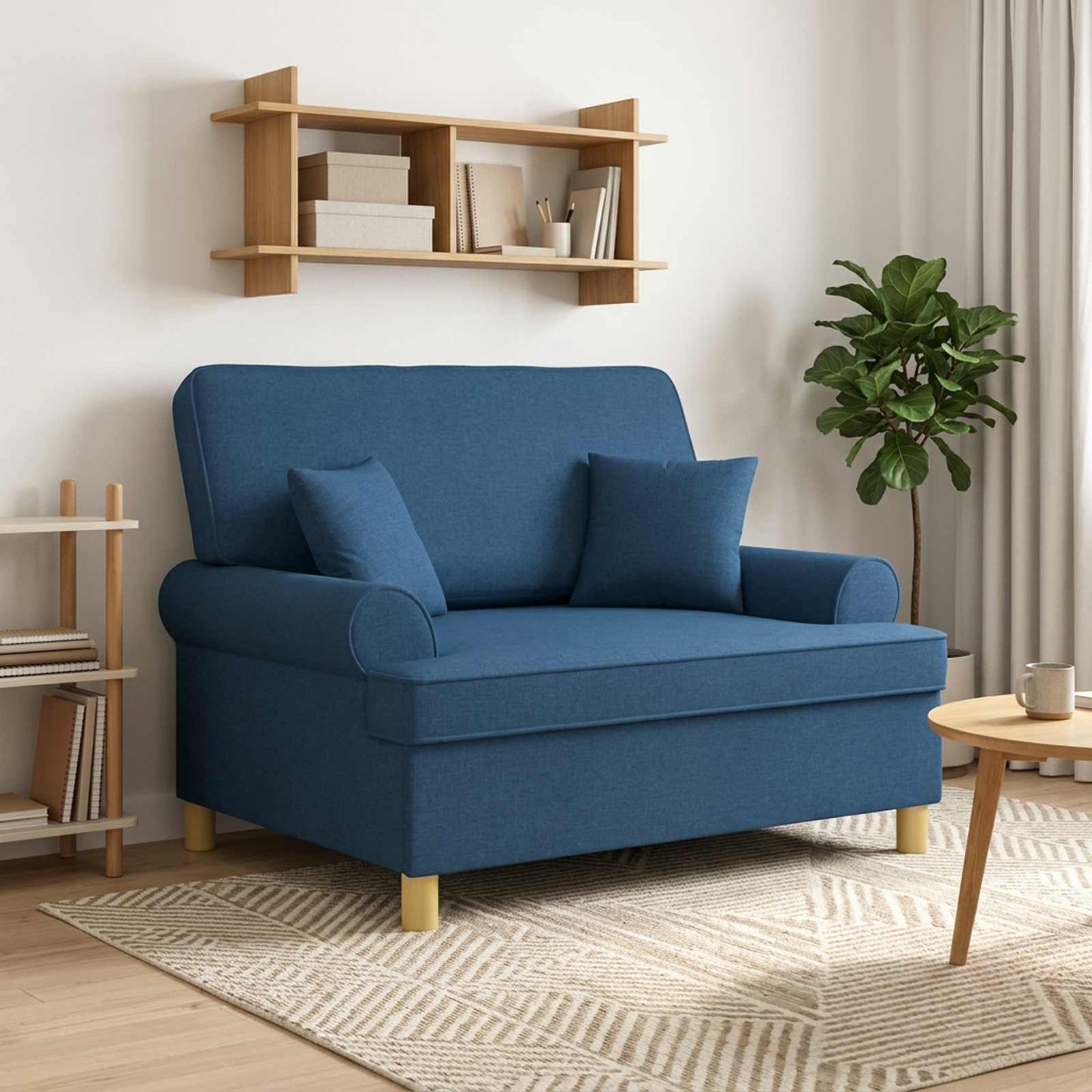 vidaXL Πολυθρόνα XXL με μαξιλάρια Μπλε Ύφασμα
