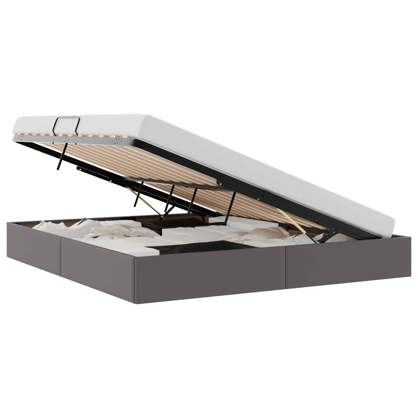vidaXL Κρεβάτι Οθωμανικού Τύπου Γκρι 180 x 200 cm Τεχνητό Δέρμα
