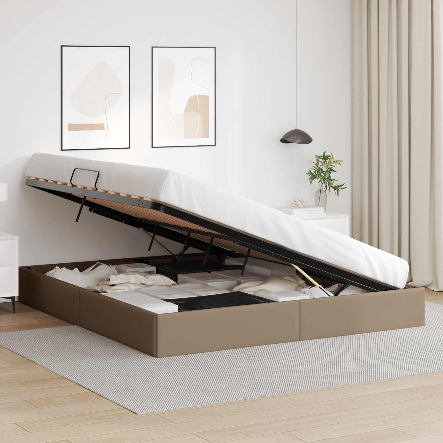 vidaXL Κρεβάτι Οθωμανικού Τύπου Καπουτσίνο 180 x 200 cm Τεχνητό Δέρμα