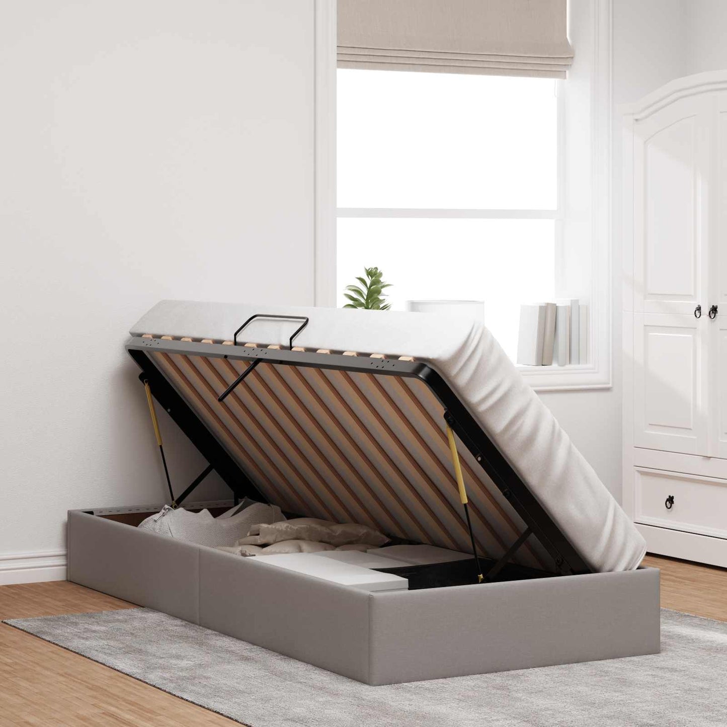 vidaXL Κρεβάτι Οθωμανικού Τύπου Taupe 100 x 200 cm ύφασμα