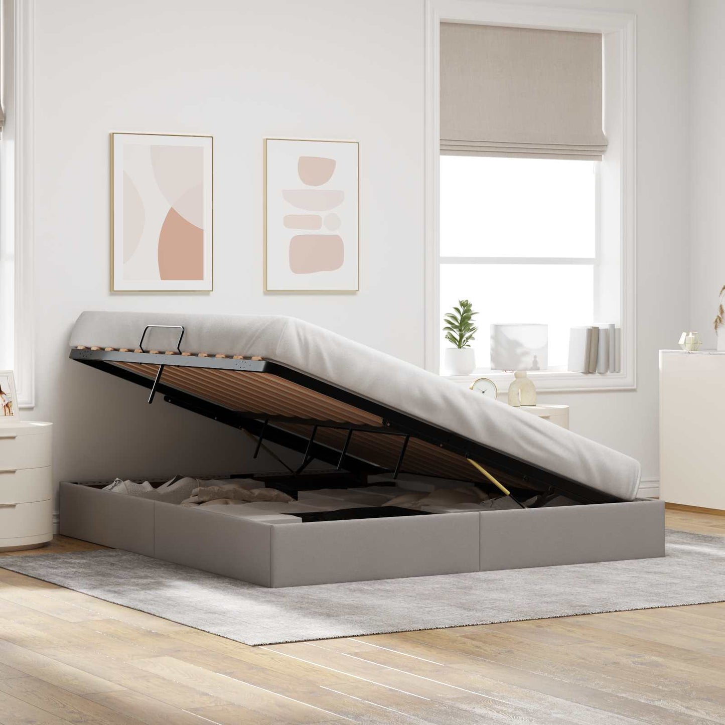 vidaXL Κρεβάτι Οθωμανικού Τύπου Taupe 180 x 200 cm ύφασμα