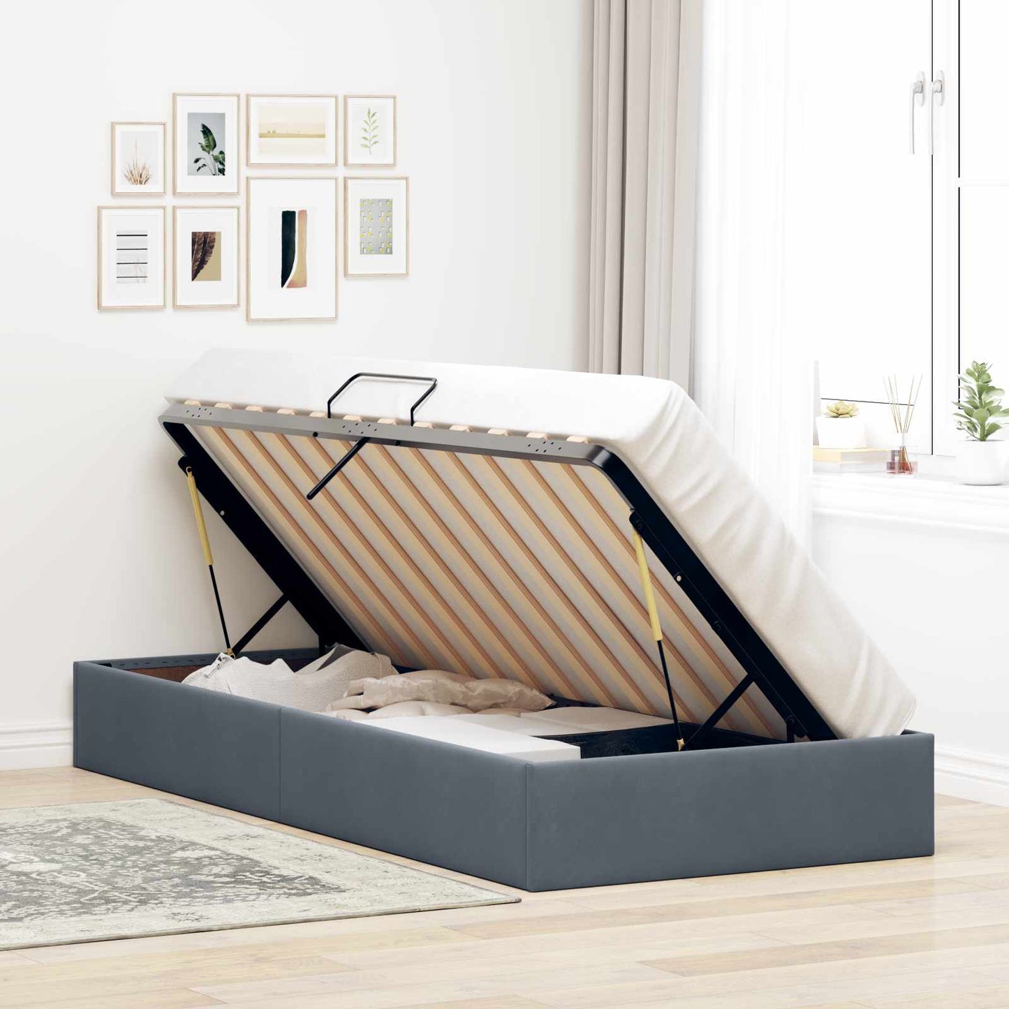 vidaXL Κρεβάτι Οθωμανικού Τύπου Σκούρο Γκρι 90 x 200 cm Βελούδο