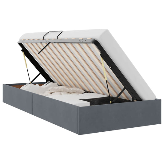 vidaXL Κρεβάτι Οθωμανικού Τύπου Σκούρο Γκρι 90 x 200 cm Βελούδο