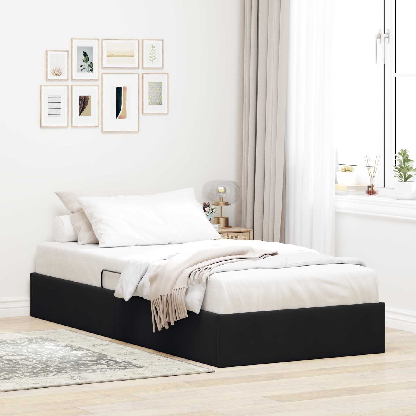 vidaXL Κρεβάτι Οθωμανικού Τύπου Μαύρο 100 x 200 cm Βελούδο