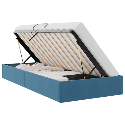 vidaXL Κρεβάτι Οθωμανικού Τύπου Σκούρο Μπλε 100 x 200 cm Βελούδο