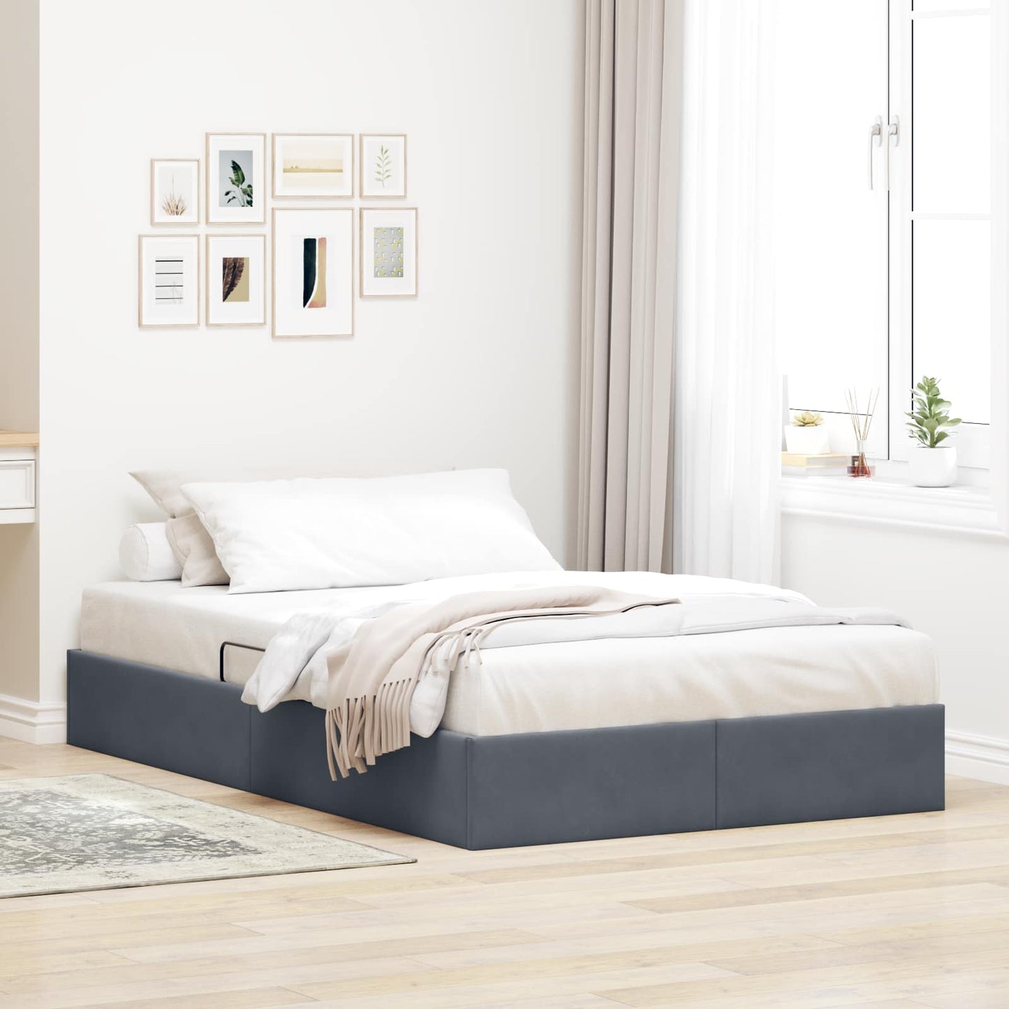 vidaXL Κρεβάτι Οθωμανικού Τύπου Σκούρο Γκρι 120 x 190 cm Βελούδο