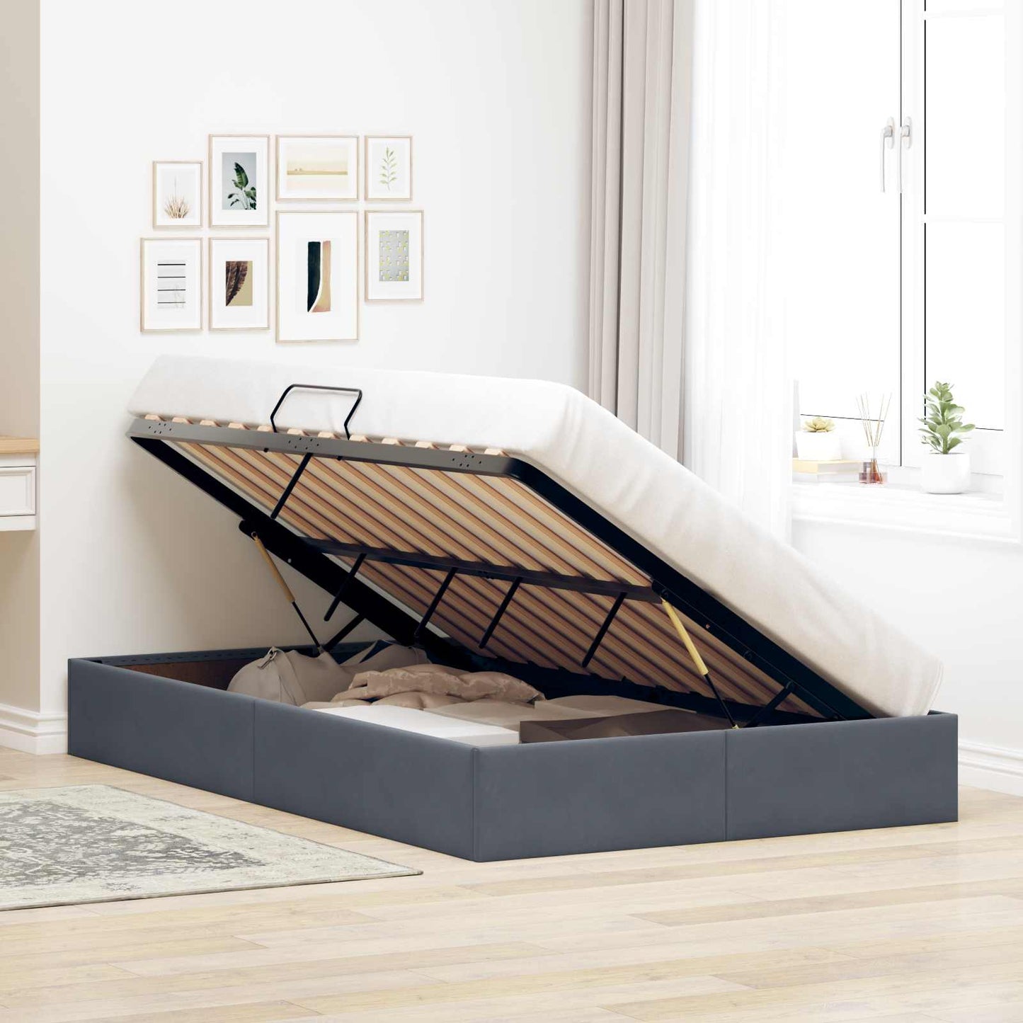 vidaXL Κρεβάτι Οθωμανικού Τύπου Σκούρο Γκρι 120 x 190 cm Βελούδο