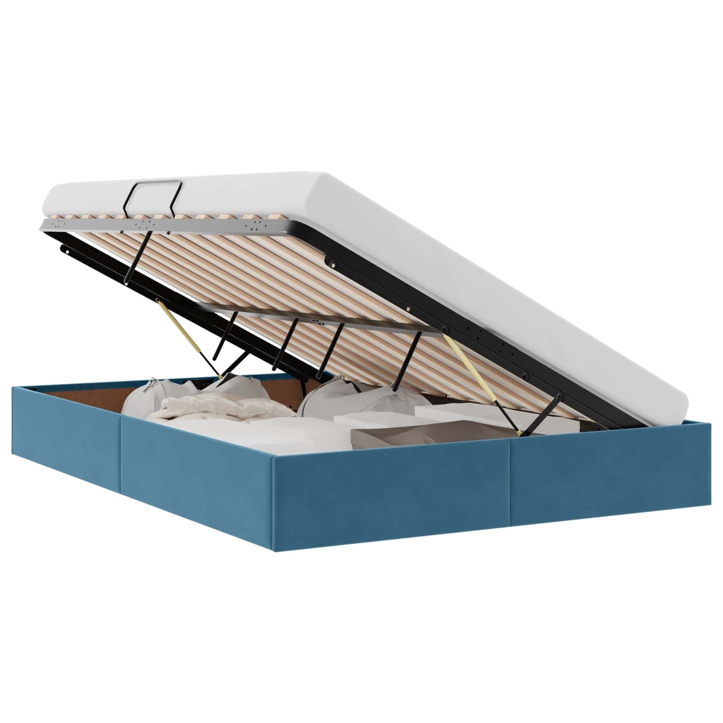 vidaXL Κρεβάτι Οθωμανικού Τύπου Σκούρο Μπλε 140 x 200 cm Βελούδο