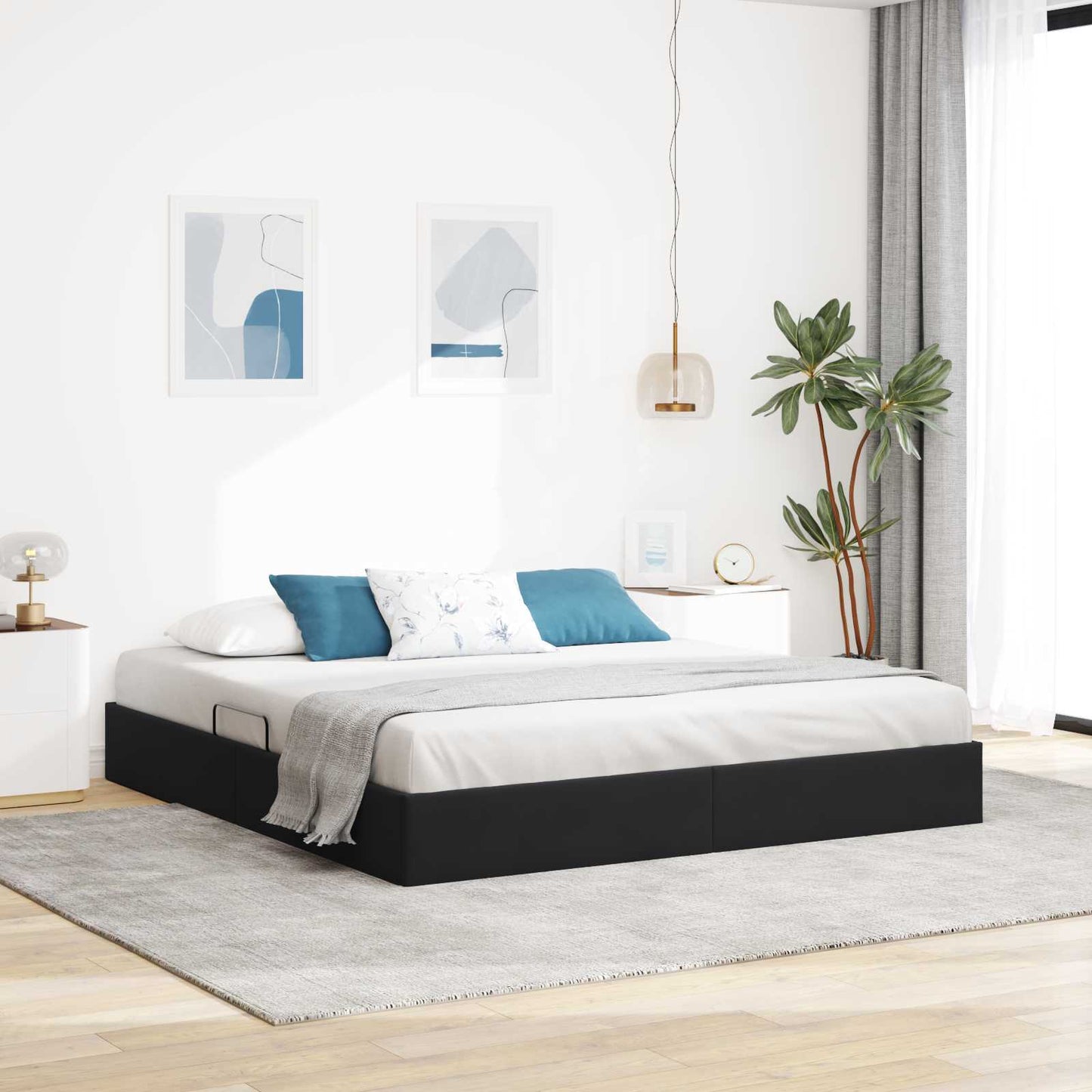 vidaXL Κρεβάτι Οθωμανικού Τύπου Μαύρο 160 x 200 cm Βελούδο