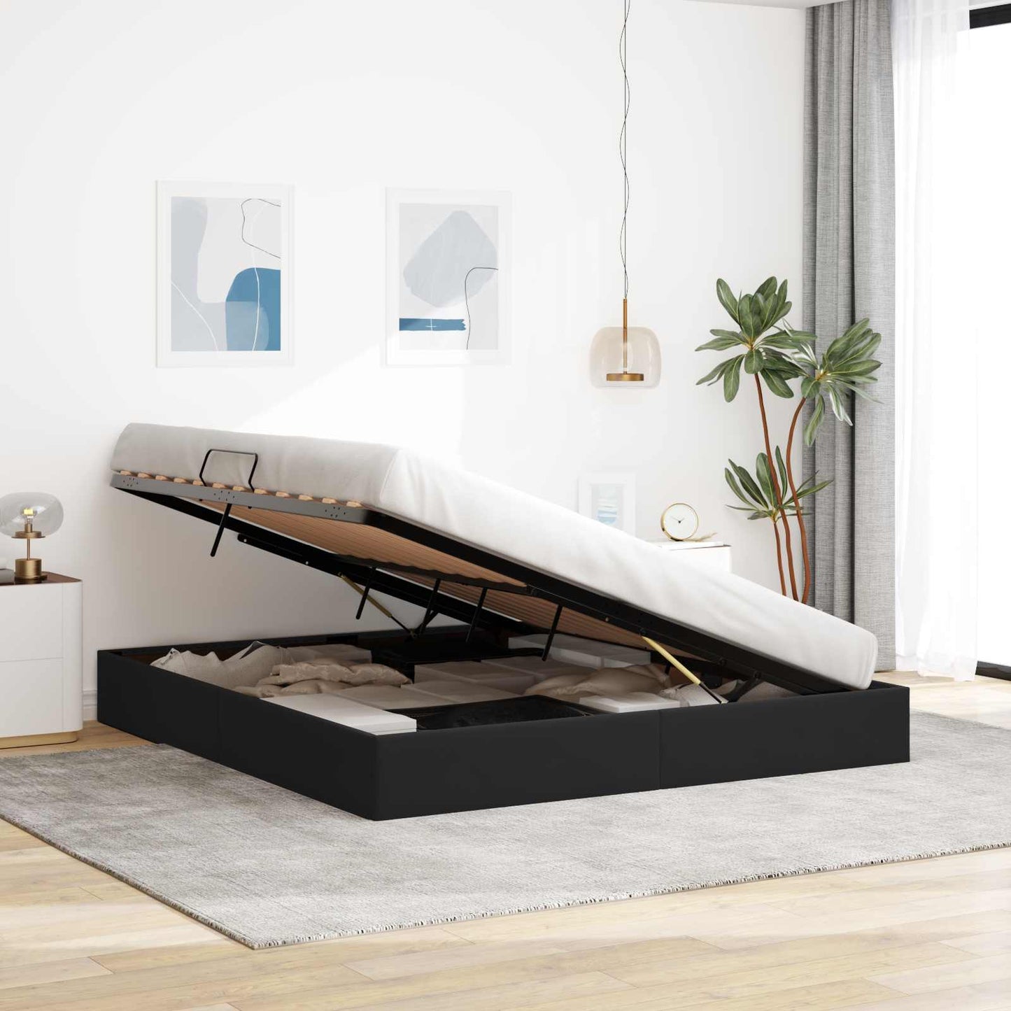 vidaXL Κρεβάτι Οθωμανικού Τύπου Μαύρο 160 x 200 cm Βελούδο
