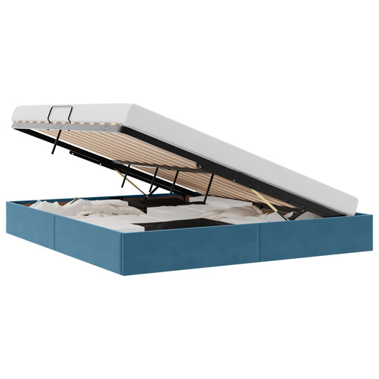 vidaXL Κρεβάτι Οθωμανικού Τύπου Σκούρο Μπλε 180 x 200 cm Βελούδο