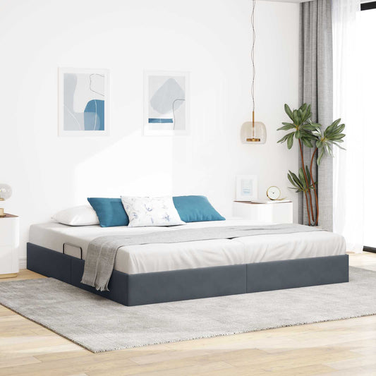 vidaXL Κρεβάτι Οθωμανικού Τύπου Σκούρο Γκρι 200 x 200 cm Βελούδο