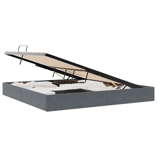 vidaXL Κρεβάτι Οθωμανικού Τύπου Σκούρο Γκρι 200 x 200 cm Βελούδο