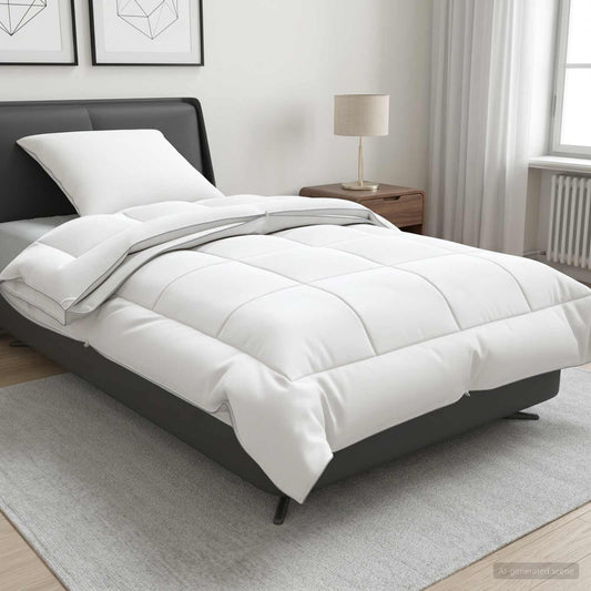 vidaXL Σέτ Παπλώματος και Μαξιλαριού 2 τμχ. 155x200 εκ. 4 Εποχές Μαλλί