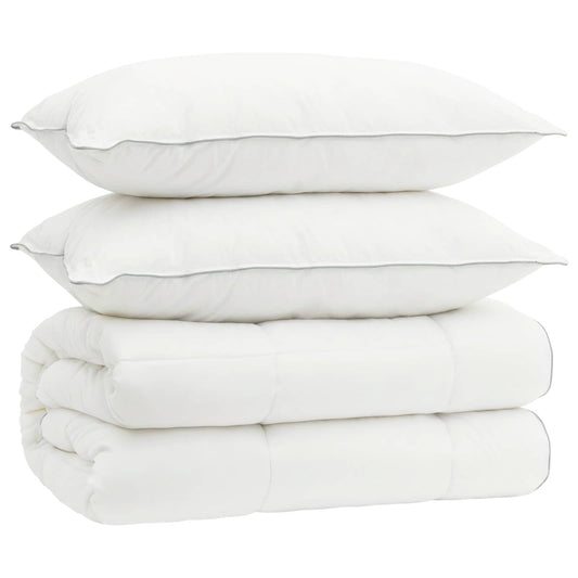 vidaXL Σέτ Παπλώματος και Μαξιλαριού 3 τμχ. 200x200 εκ 4 Εποχές Μαλλί