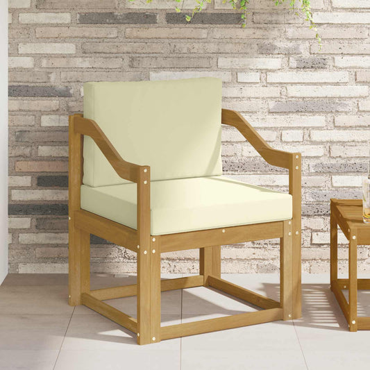 vidaXL 2 Τεμάχιο Σειρά Καναπέ Εξωτερικού Πολυεστέρας Λευκό και Κρεμ