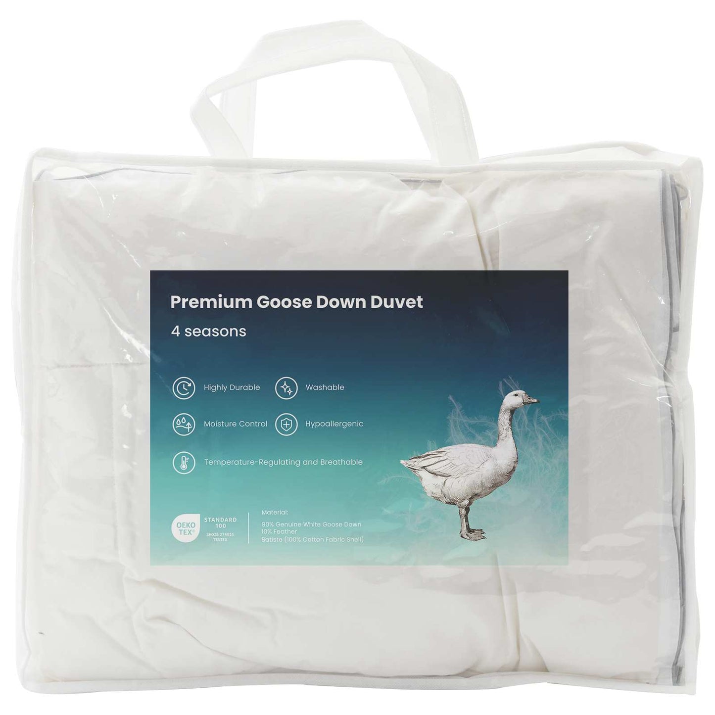vidaXL Πάπλωμα FULDA 140 x 200 cm 4 Εποχές 310 GSM 90% Χήνας Λευκό