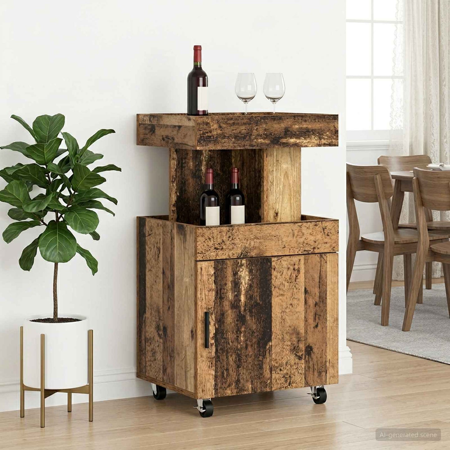 vidaXL Καρότσι μπαρ Ξύλο δρυός 50 x 41 x 89 cm Επεξεργασμένο Ξύλο
