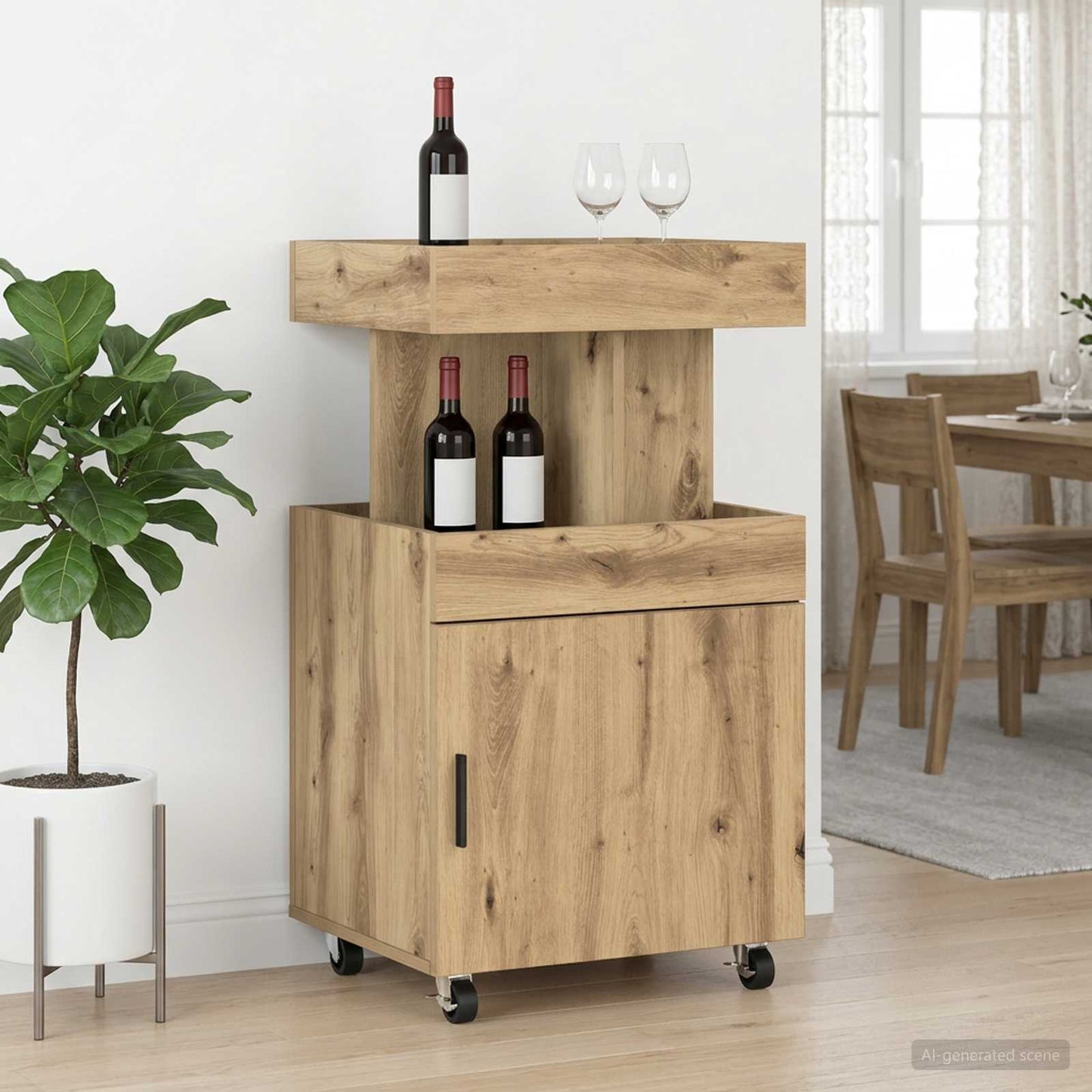 vidaXL Καρότσι μπαρ Artisan Δρυς 50 x 41 x 89 cm Επεξεργασμένο Ξύλο
