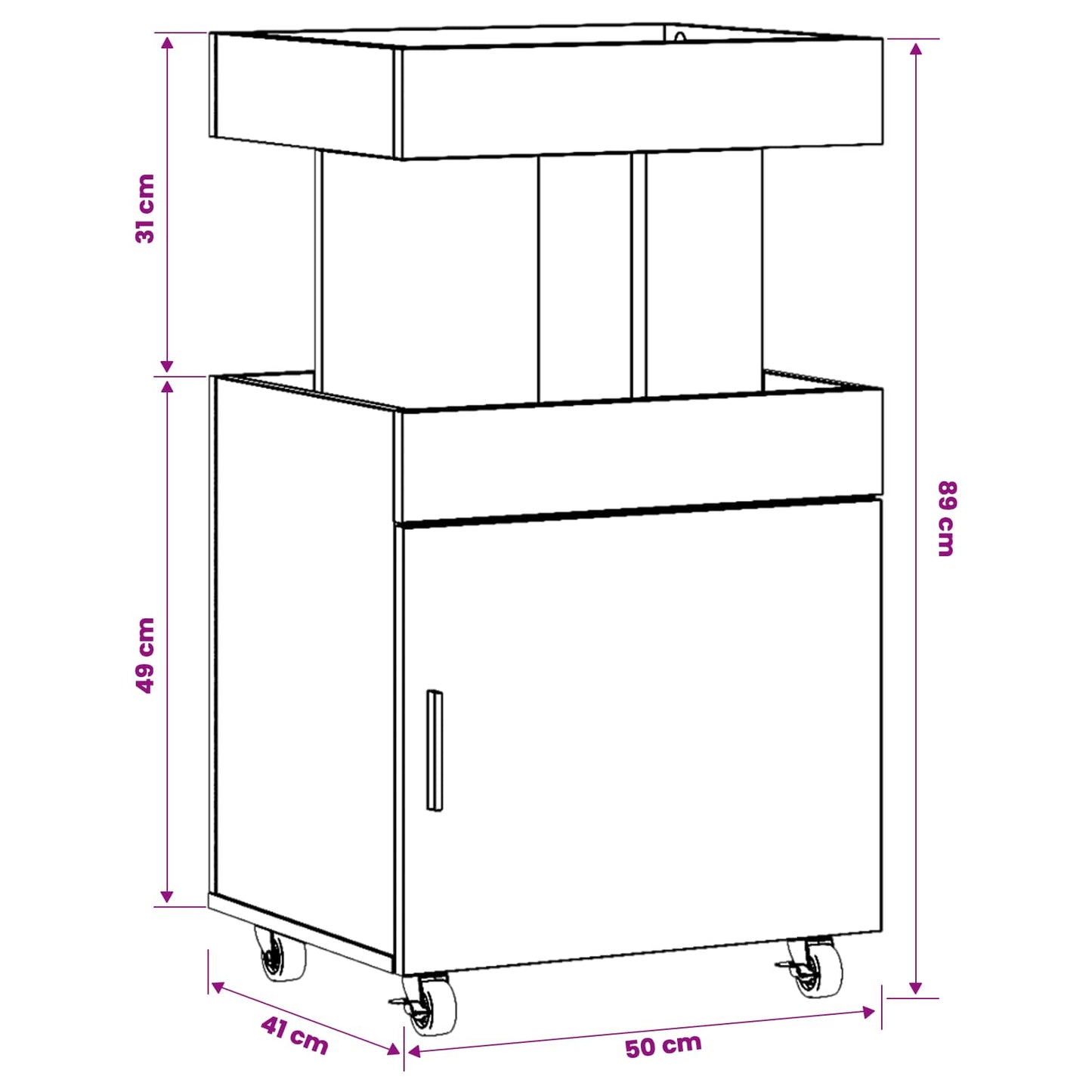vidaXL Καρότσι μπαρ Artisan Δρυς 50 x 41 x 89 cm Επεξεργασμένο Ξύλο