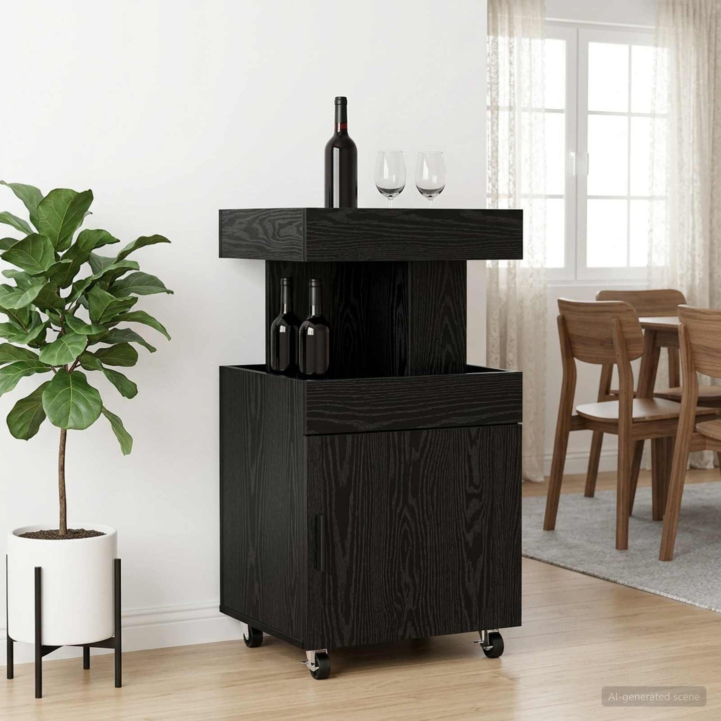 vidaXL Καρότσι μπαρ Μαύρη Δρυς 50 x 41 x 89 cm Επεξεργασμένο Ξύλο