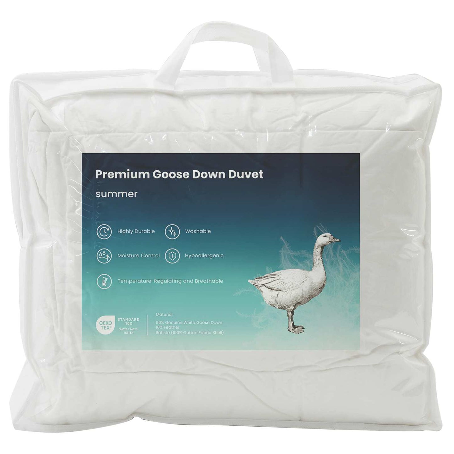 vidaXL Σετ πάπλωμα 90% χήνας FULDA 3 τμχ. 155 x 220 cm Καλοκαίρι Λευκό