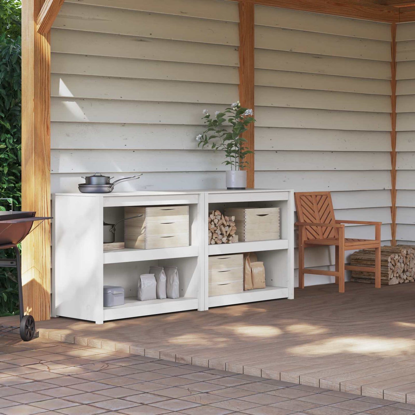 vidaXL Ντουλάπι Κουζίνας Εξωτερικού Χώρου MEPPEL 2 pcs Λευκό