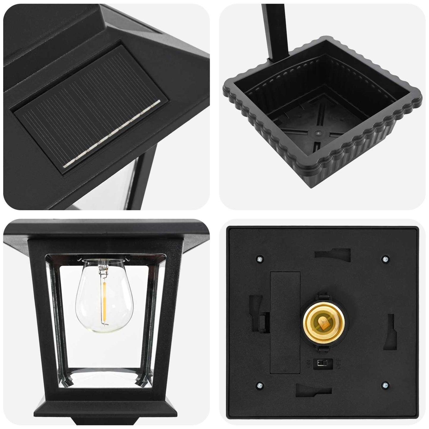 vidaXL Φωτιστικό δρόμου με γλάστρα Μαύρο 29 x 28 x 74 εκ ABS και PP