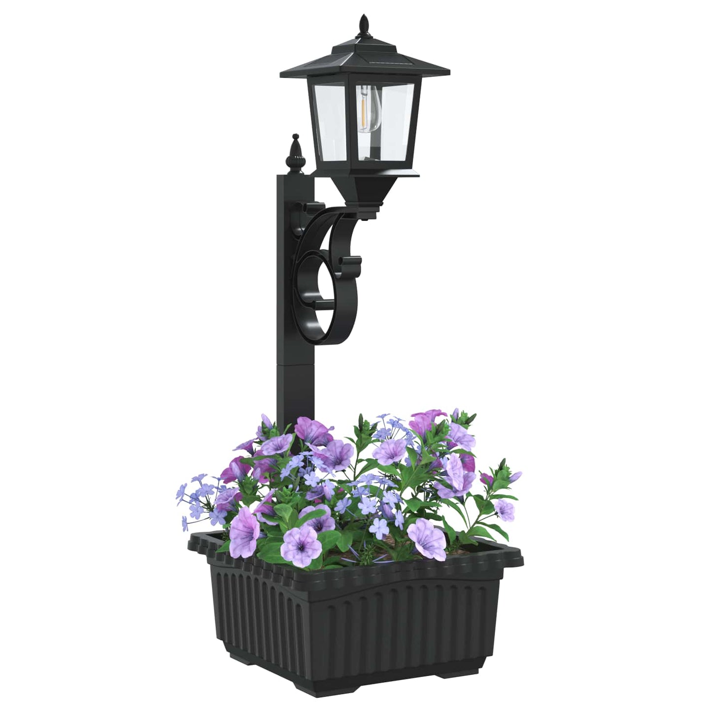vidaXL Φωτιστικό δρόμου με γλάστρα Μαύρο 29 x 28 x 74 εκ ABS και PP