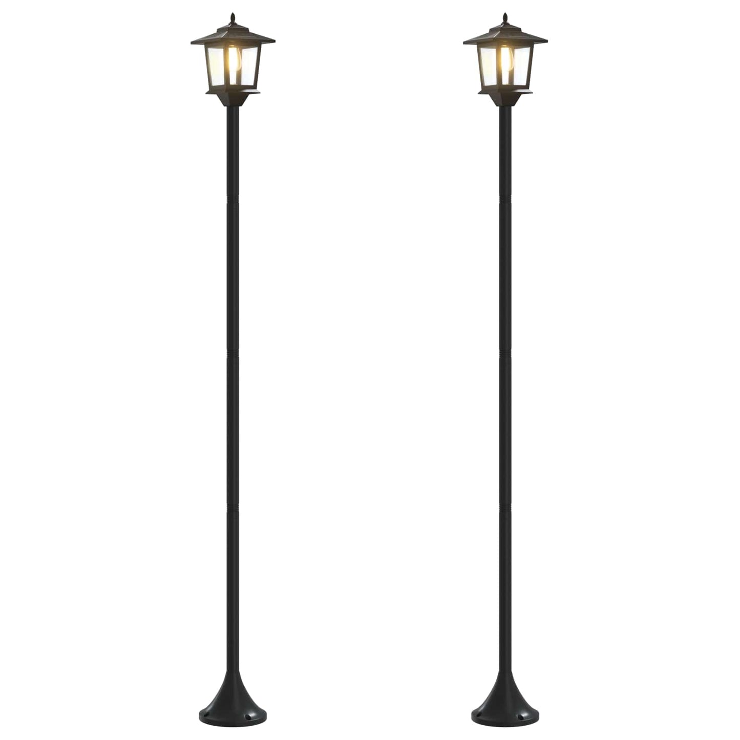 vidaXL Σετ Στύλων Λαμπτήρα with LED Bulb 2 τμχ. Μαύρο 16 x 16 x 156 εκ