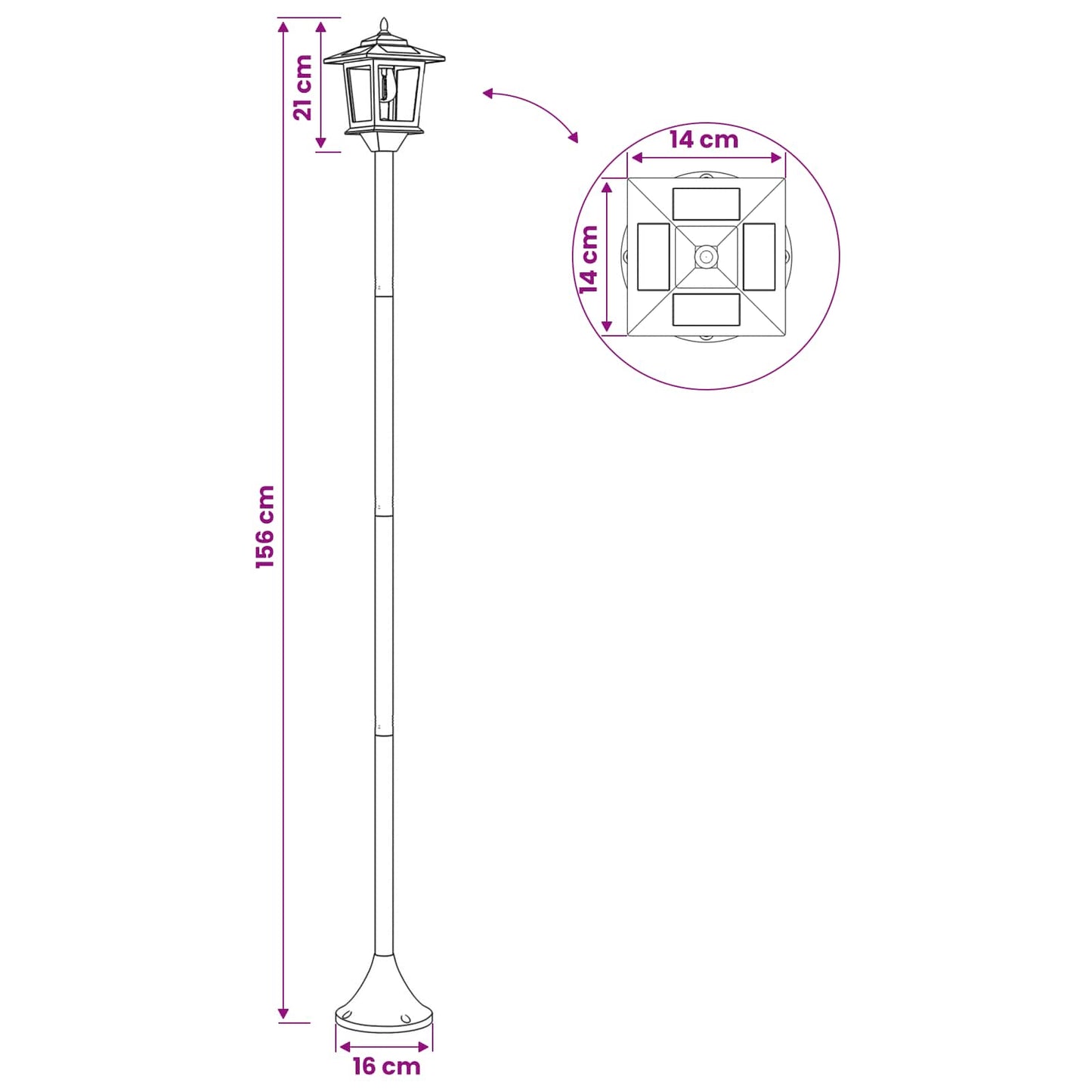 vidaXL Σετ Στύλων Λαμπτήρα with LED Bulb 2 τμχ. Μαύρο 16 x 16 x 156 εκ