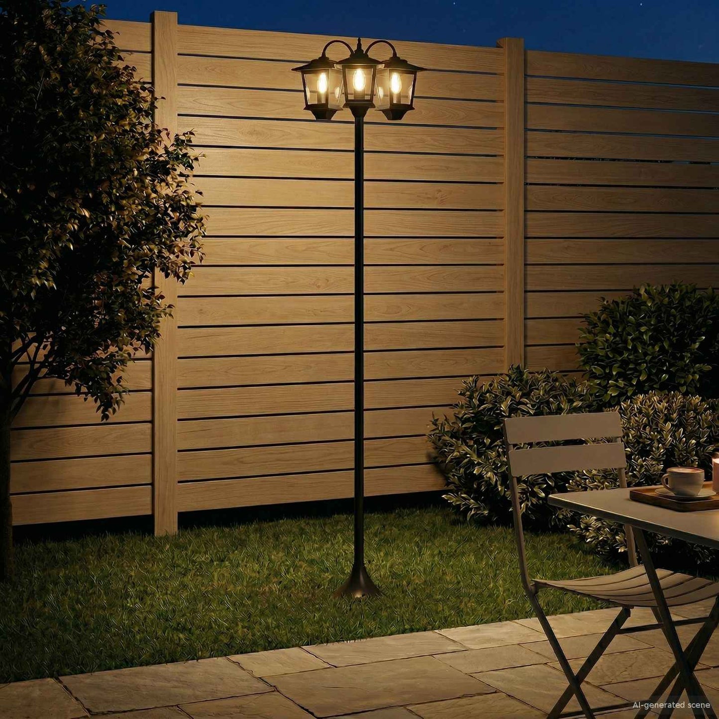 vidaXL Φανάρι 3-κεφαλών Μαύρο 16 x 16 x 187 cm Αλουμίνιο και ABS