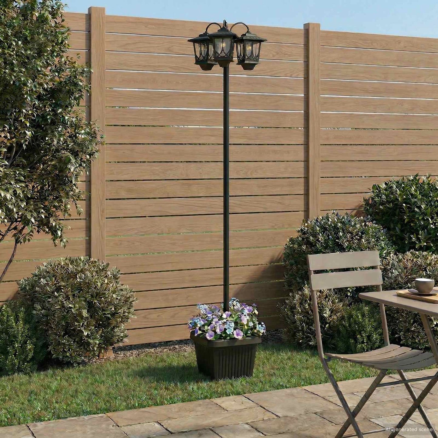 vidaXL Φανάρι 3-κεφαλών Μαύρο 32 x 32 x 188 εκ Αλουμίνιο και ABS