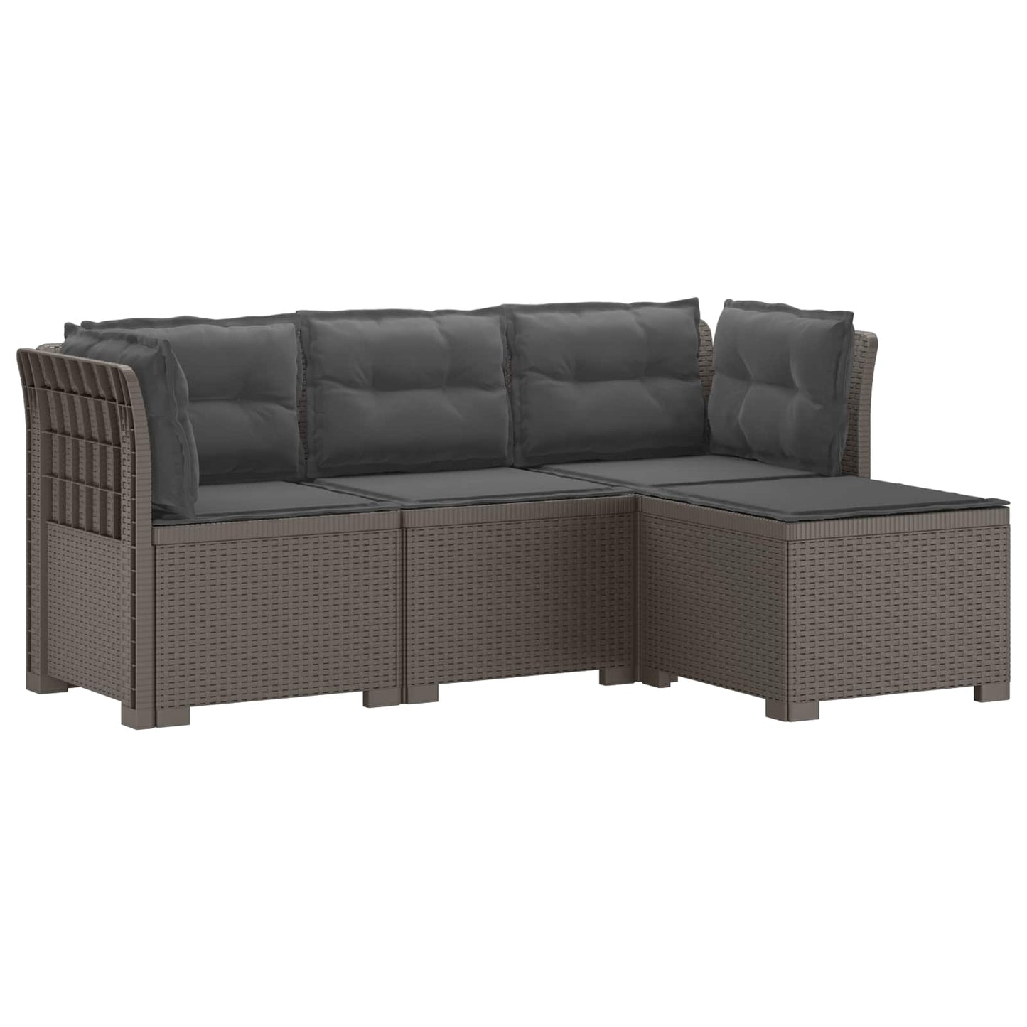 vidaXL Καναπές Κήπου 4 Θέσεων με Μαξιλάρια Ρατάν PP Ανοιχτό γκρι