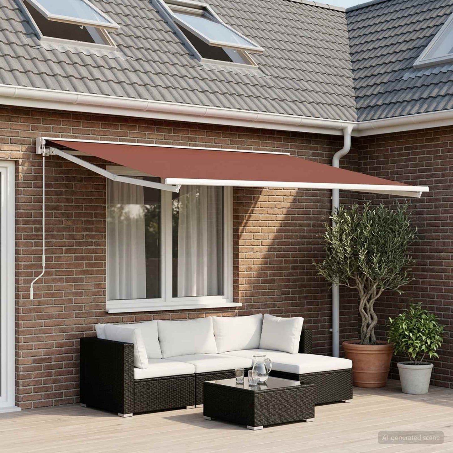 vidaXL Ύφασμα αντικατάστασης τέντας Καφέ 300 x 200 cm Πολυεστέρας