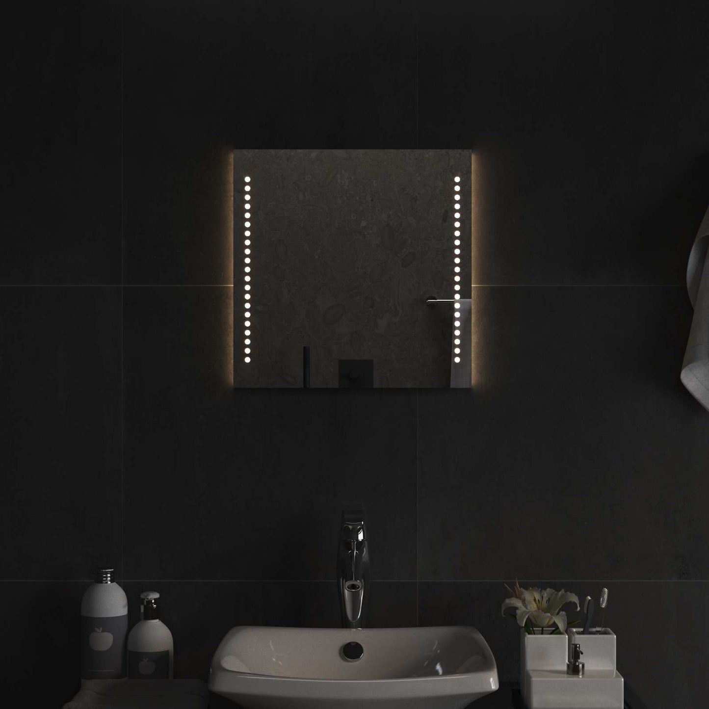 vidaXL Καθρέφτης μπάνιου LED Διαφανές 40 x 40 cm σκληρυμένο γυαλί
