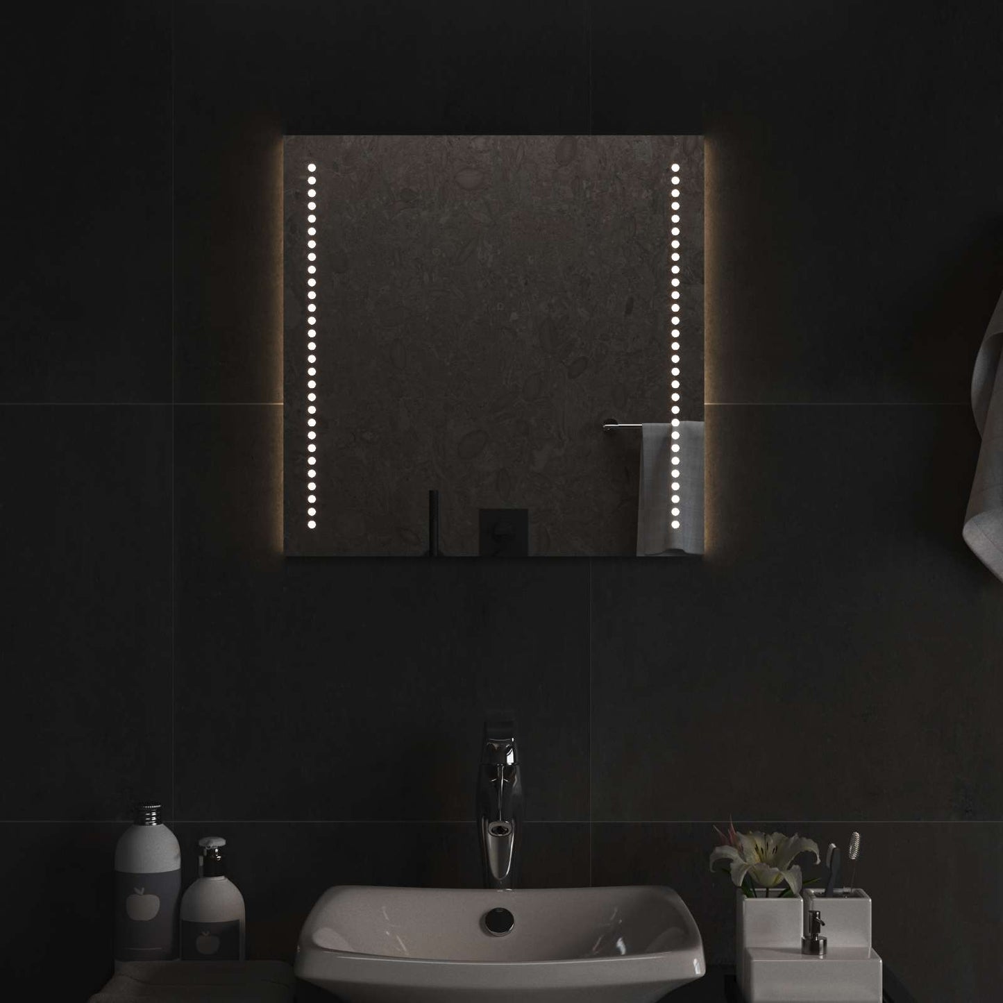 vidaXL Καθρέφτης μπάνιου LED Διαφανές 50 x 50 cm σκληρυμένο γυαλί