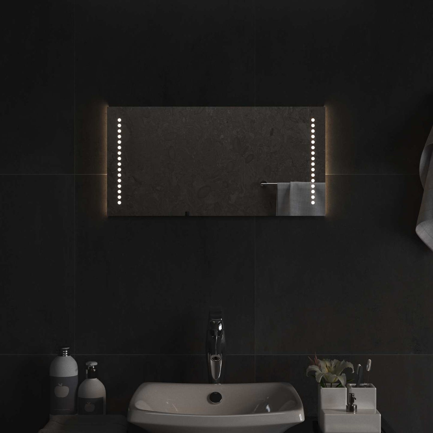 vidaXL Καθρέφτης μπάνιου LED Διαφανές 60 x 30 cm σκληρυμένο γυαλί