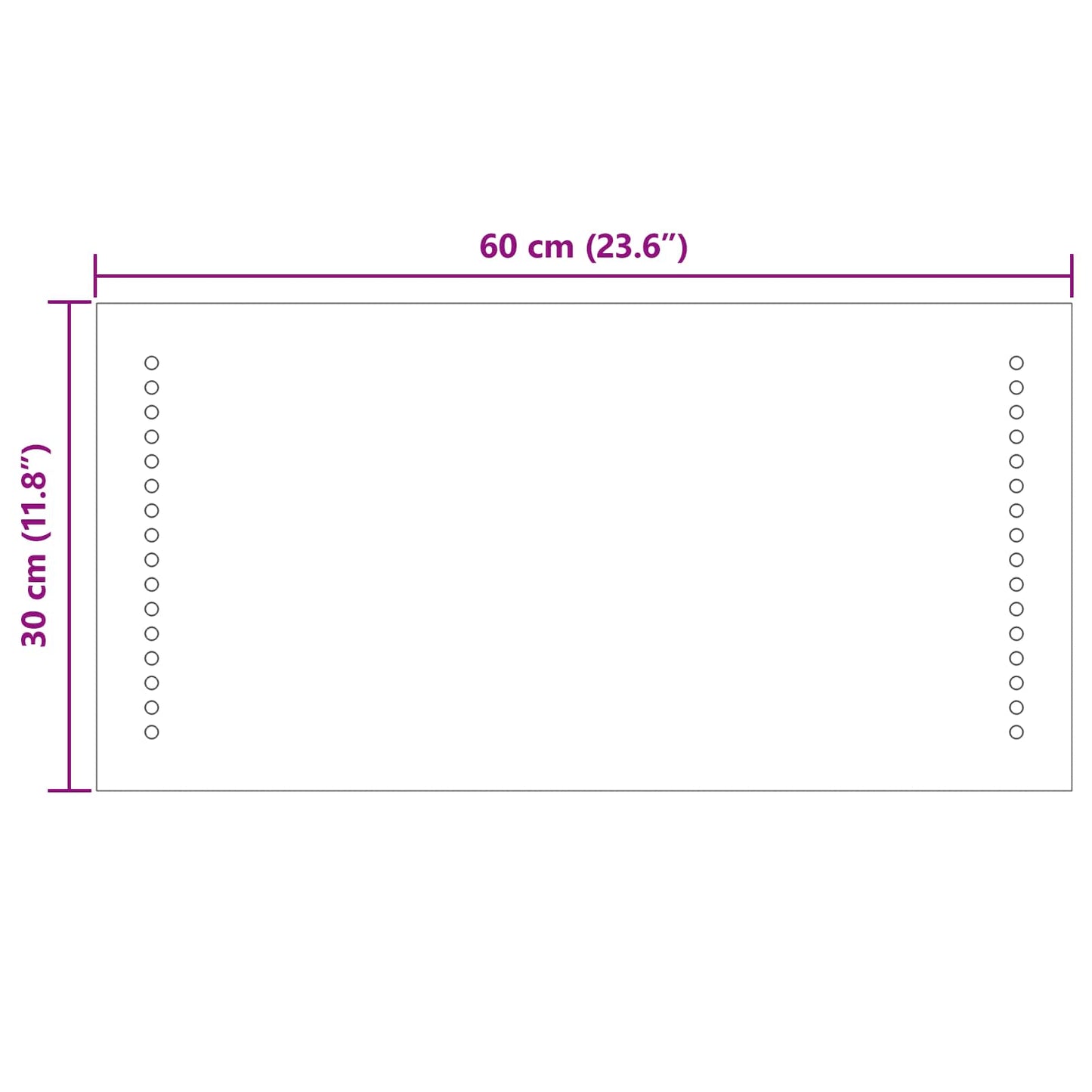 vidaXL Καθρέφτης μπάνιου LED Διαφανές 60 x 30 cm σκληρυμένο γυαλί