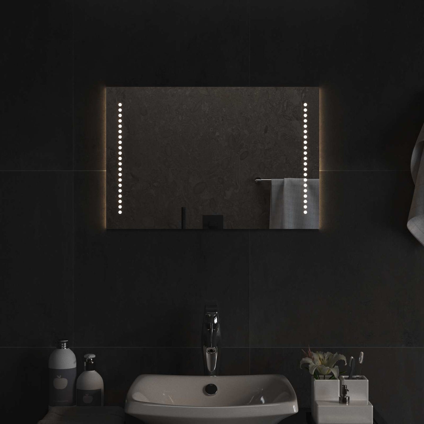 vidaXL Καθρέφτης μπάνιου LED Διαφανές 60 x 40 cm σκληρυμένο γυαλί