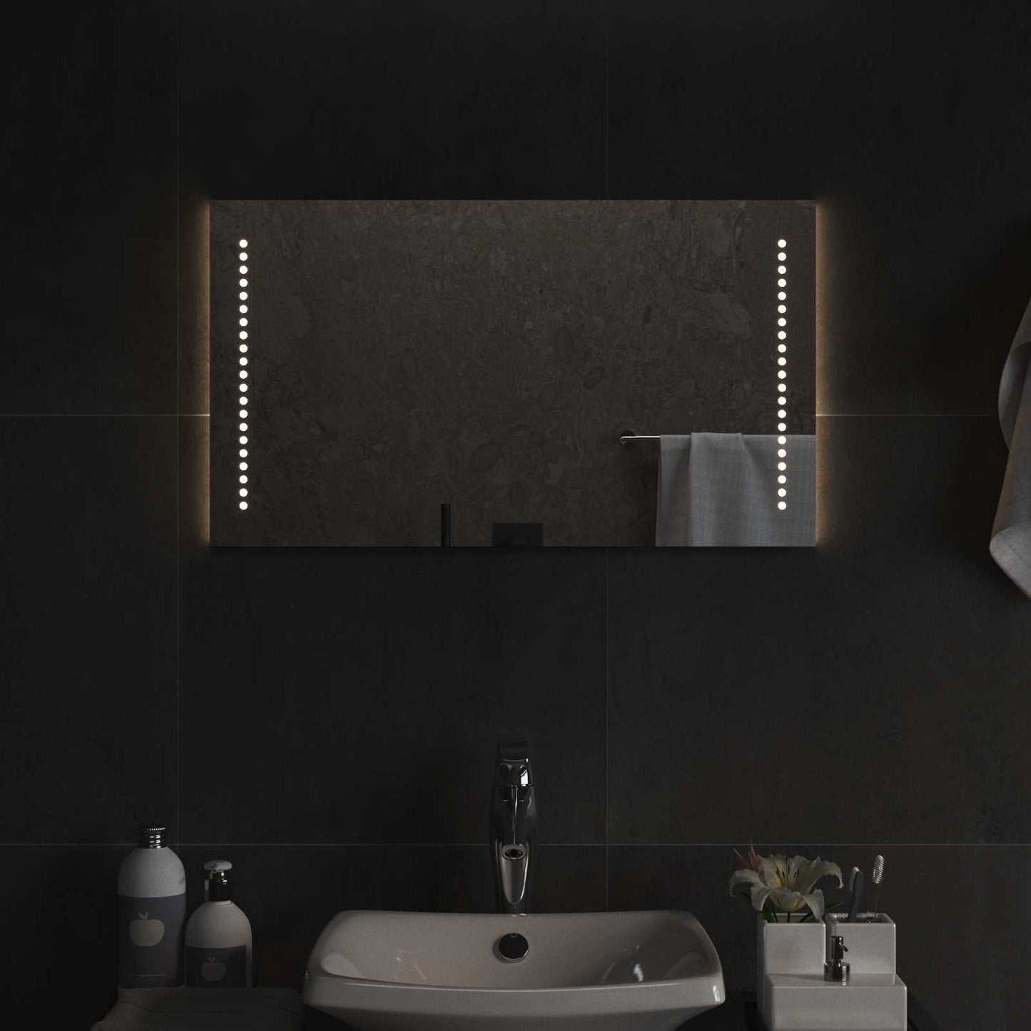 vidaXL Καθρέφτης μπάνιου LED Διαφανές 70 x 40 cm σκληρυμένο γυαλί