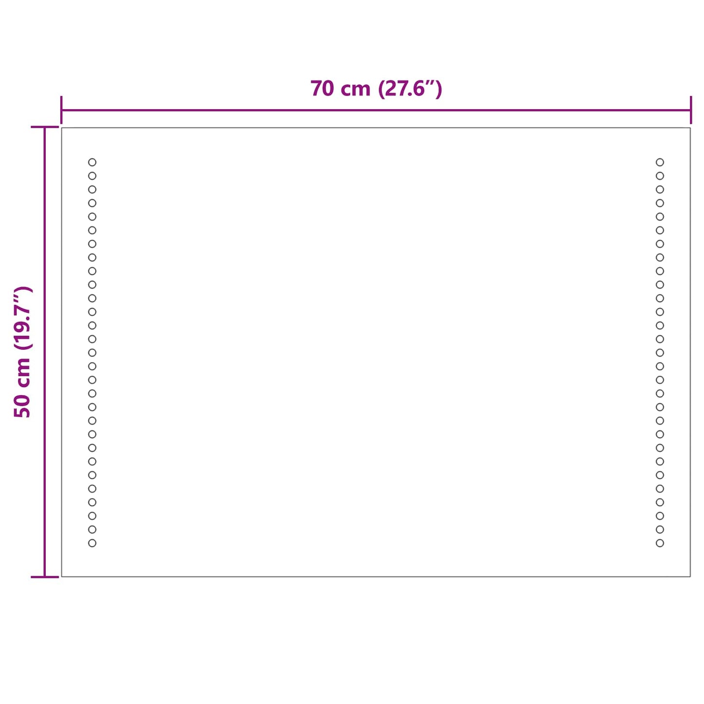 vidaXL Καθρέφτης μπάνιου LED Διαφανές 70 x 50 cm σκληρυμένο γυαλί