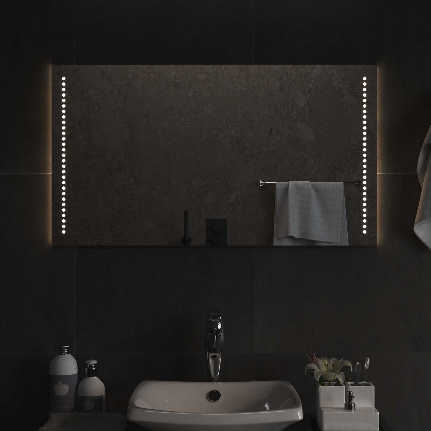 vidaXL Καθρέφτης μπάνιου LED Διαφανές 90 x 50 cm σκληρυμένο γυαλί