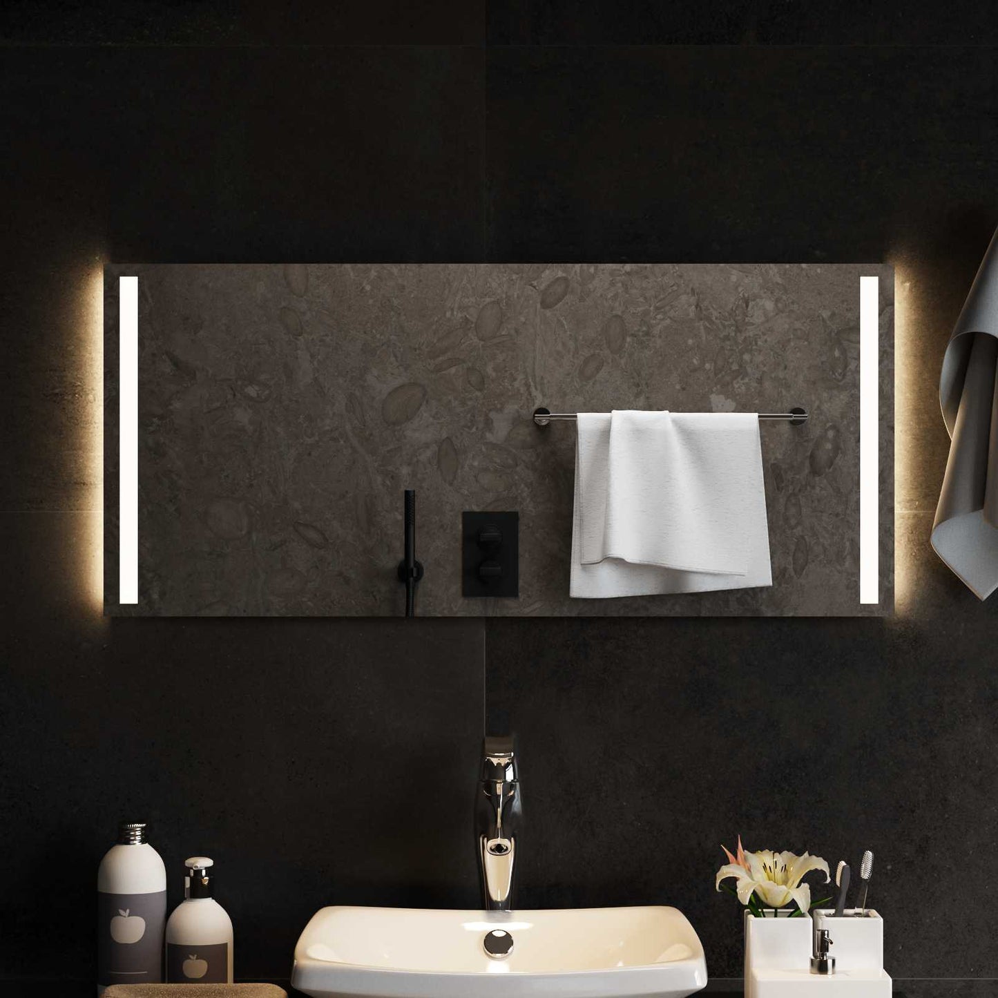 vidaXL Καθρέφτης μπάνιου LED Διαφανές 90 x 40 cm σκληρυμένο γυαλί